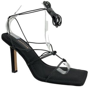 Good American Shoes Womens Caged Neoprene Lace Up Sandals In Black Size 6.5
